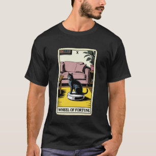 タロットカード 運命の輪 ロボット掃除機の上の猫 Cl Tシャツ