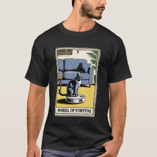 タロットカード 運命の輪 ロボット掃除機の上の猫 Cl Tシャツ