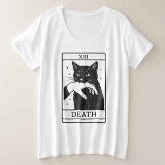タロットカード 黒猫Tシャツ – タロット 死神 Tee, ウィッチ プラスサイズTシャツ