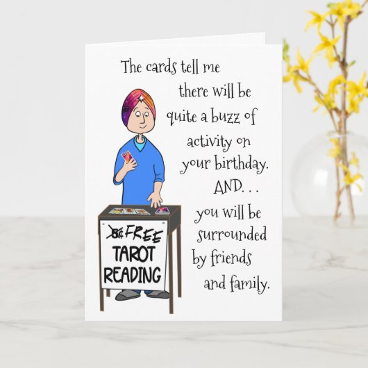 タロットカー読ドのおもしろい誕生日グリーティングカード カード (黄色い花)