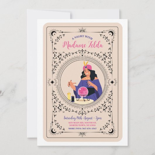 タロットカー読ドの水晶球パーティー招待状 招待状 (正面)