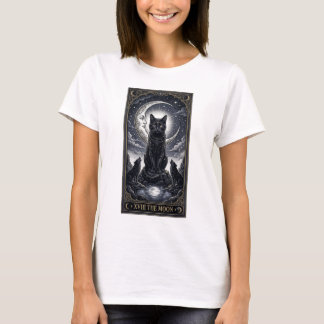 タロットキャット 月のカード 神秘的な猫のハロウィン Tシャツ
