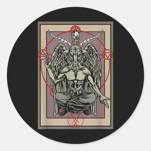タロットゴシックカードバプホメスサタン魔女ペンタグラム ラウンドシール (正面)