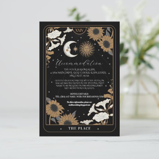 タロットサンムーンアライン宿泊施設ウェディングカード エンクロージャーカード (スタンド正面)