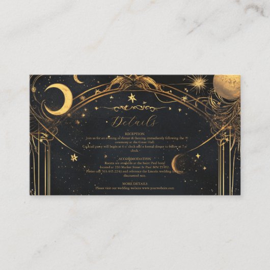 タロットシレ結婚ンズサンムーンスターズ金ゴールド エンクロージャーカード (正面)