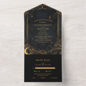 タロットシレ結婚ンズサンムーンスターズ金ゴールド オールインワン招待状 (内側)