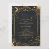 タロットシレ結婚ンズサンムーンスターズ金ゴールド 招待状 (正面)