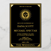 タロットシレ結婚ンズサンムーンスターズ金ゴールド 箔招待状 (正面)