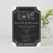 タロットス結婚テラス〔占星術の〕十二宮図サインイブアイブラック 招待状 (スタンド正面)