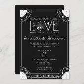 タロットス結婚テラス〔占星術の〕十二宮図サインイブアイブラック 招待状 (正面/裏面)