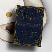 タロットネイビーブルー&金ゴールドシテリアブライダルシャワー 招待状