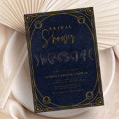 タロットネイビーブルー&金ゴールドシテリアブライダルシャワー 招待状