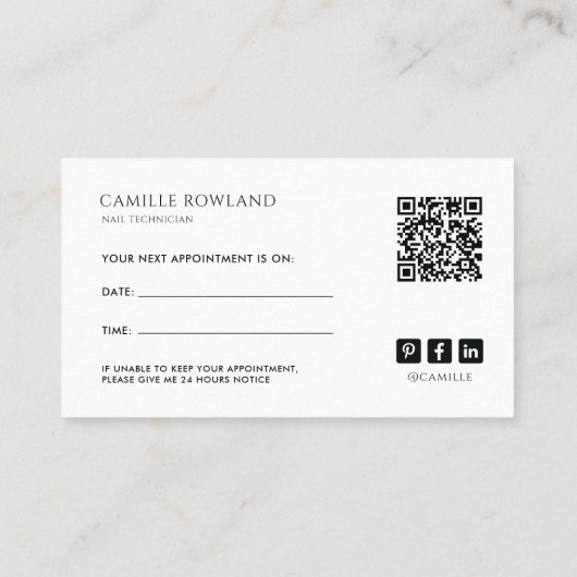 タロットネイリスト事業とアポイントメント 予約カード (裏面)