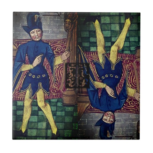 タロットフール専攻のアルカナアップサイドダウンイニシャルT タイル (正面)