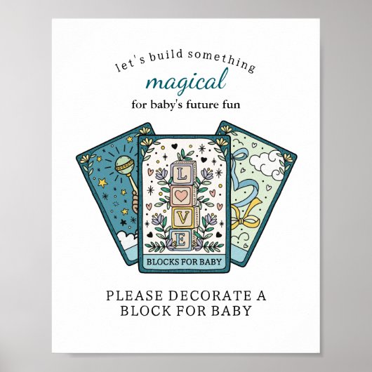 タロットベビーシャワーベビー標識用フレームブロック ポスター (正面)