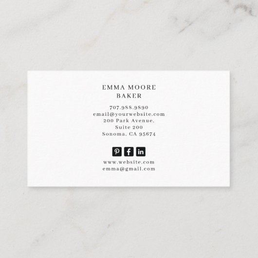 タロットベーカー菓子シェフデザートケーター 名刺 (裏面)