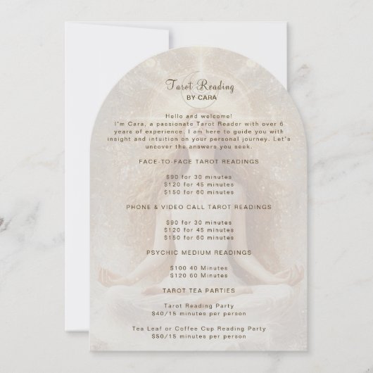 タロットミスティックウーマンアイムーン金ゴールド価格表 招待状 (正面)