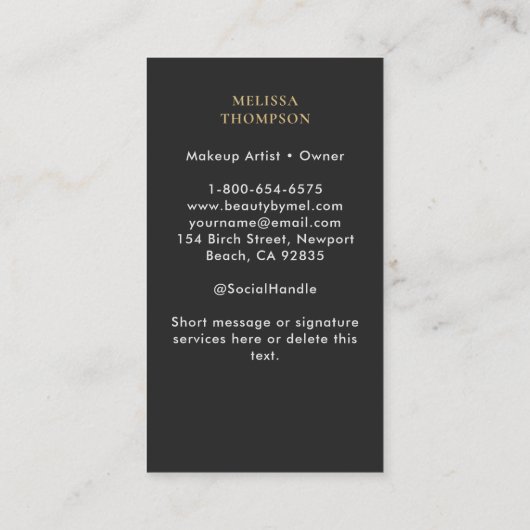 タロットムーンウォーターモダン女神エレガントブラック金ゴールド 名刺 (裏面)