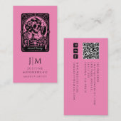 タロットメイクアップアーティストスケルトンホットピンク 名刺 (正面/裏面)