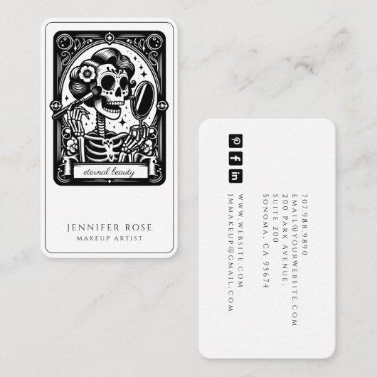 タロットメイクアップアーティストスケルトン名刺 名刺 (正面/裏面)
