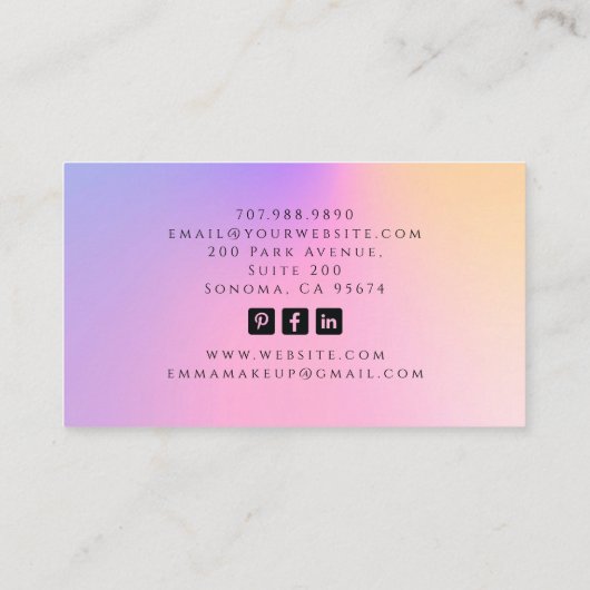 タロットメイクアップアーティストホログラフィー 名刺 (裏面)