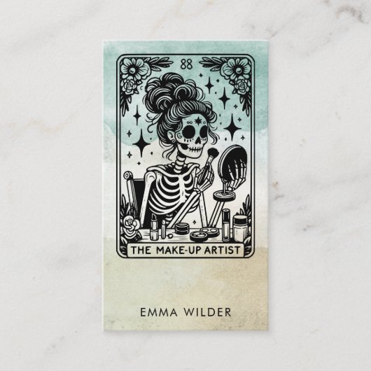 タロットメイクアップアーティスト水彩画 名刺 (正面)