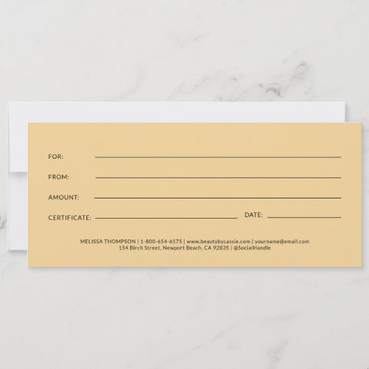 タロットメイクアップヘア爪、 ネイルサロン金ゴールドブラックギフトカード (裏面)