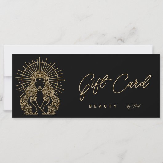 タロットメイクアップヘア爪、 ネイルサロン金ゴールドブラックギフトカード (正面)