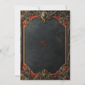 タロットモダンゴシック様式ブラックと金ゴールドモノグラム 招待状 (裏面)