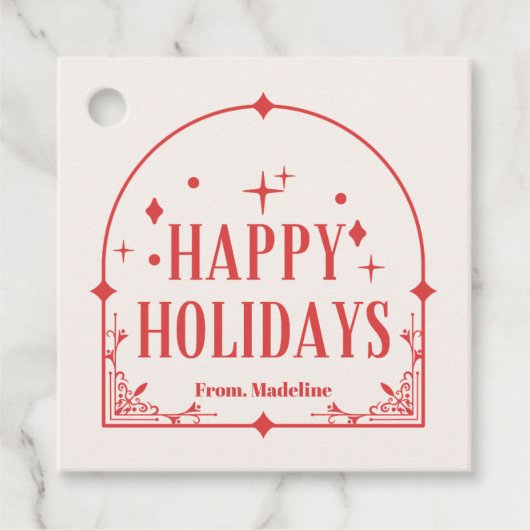 タロットモダンホリデーパーティーのクリスマス フェイバータグ (正面)