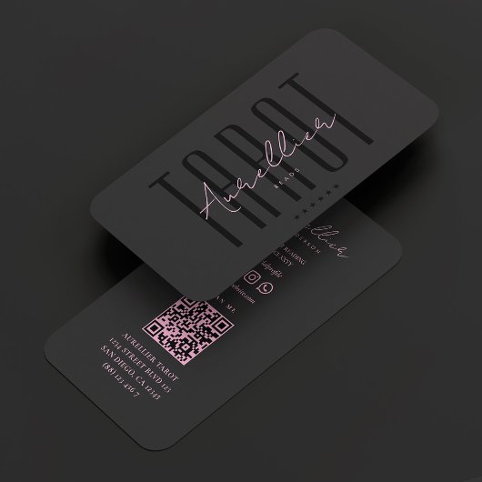 タロットリーダアストロロジストサイキックブラックピンク 名刺