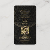 タロットリーダサイキックエレガントブラック金ゴールド曼荼羅 名刺 (裏面)