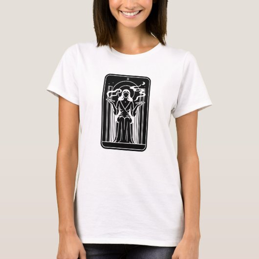 タロット女教皇の女性マリファナ喫煙オカルト Tシャツ (正面)