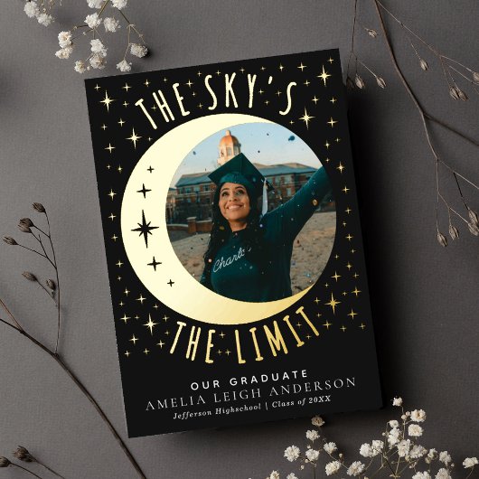 タロット機知に富んだ卒業写真アナウンスメントカード 箔招待状