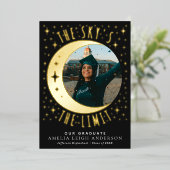 タロット機知に富んだ卒業写真アナウンスメントカード 箔招待状 (立ち正面)