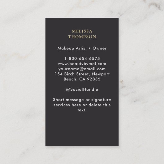 タロット水バラ女神モダンブエレガントラック金ゴールド 名刺 (裏面)