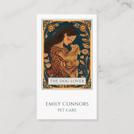 タロット犬愛好家のためのペットシッター（飼い主の留守中に自宅でペットの世話をするサービス） 名刺 (正面)