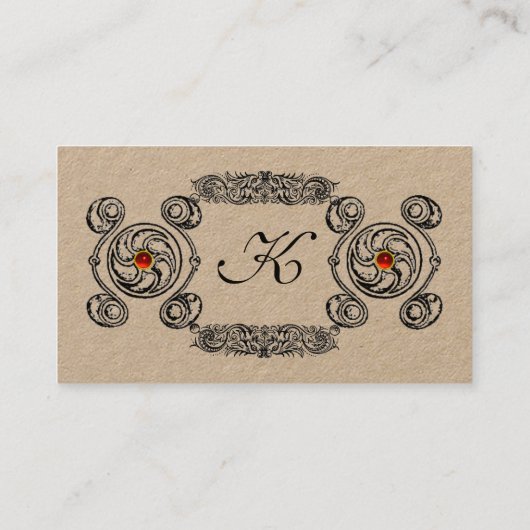 タロット白黒ケルトスケッチレッドジェムモノグラム 名刺 (裏面)