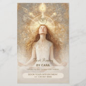 タロット神秘的な女性アイムーン金ゴールドQRコード チラシ (正面)