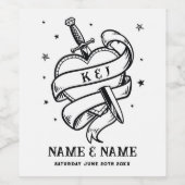 タロット結婚のボトルラベルのハート 伝統的 ワインラベル (シングルラベル)