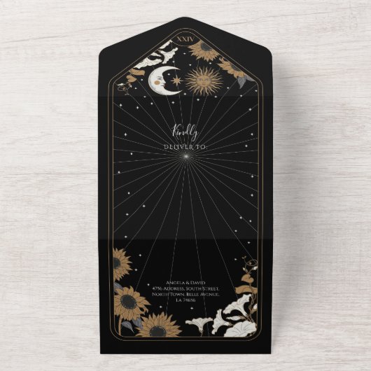 タロット結婚ズ&RSVP Sun Moon Aligned招待状 オールインワン招待状 (外側)