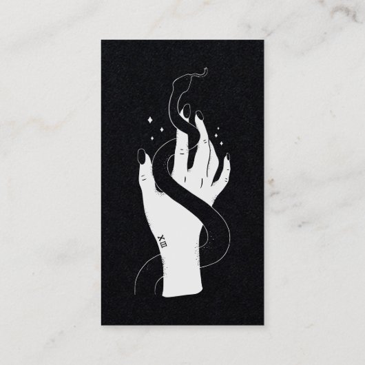 タロット読の白と黒の手と蛇 名刺 (裏面)