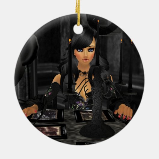 タロット読ラウンドオーナメント セラミックオーナメント (裏面)