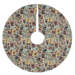 タロット車クリスマスツリースカート – ヴィンテージパターン ブラッシュドポリエステルツリースカート