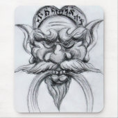 タロット・アンティークファンタジーグロテスク型マスク白黒 マウスパッド (正面)