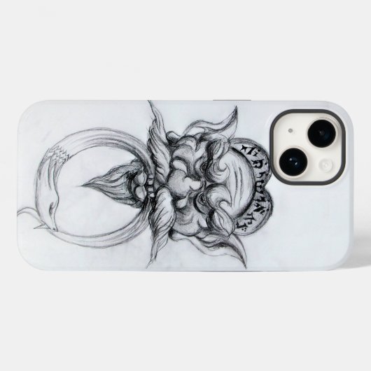 タロット・アンティークファンタジーグロテスク型マスク白黒 Case-Mate iPhoneケース (裏面 (横))