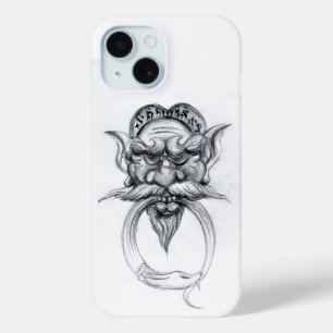 タロット・アンティークファンタジーグロテスク型マスク白黒 iPhone 15ケース