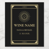 タロット エレガント ゴールド ブラック ヴィンテージ サン ムーン ワインラベル (シングルラベル)