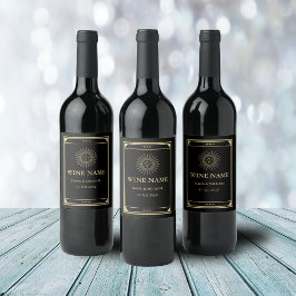 タロット エレガント ゴールド ブラック ヴィンテージ サン ムーン ワインラベル