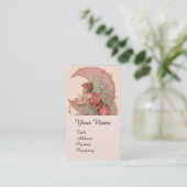 タロット/ピンク色の花の月の女性 名刺 (スタンド正面)